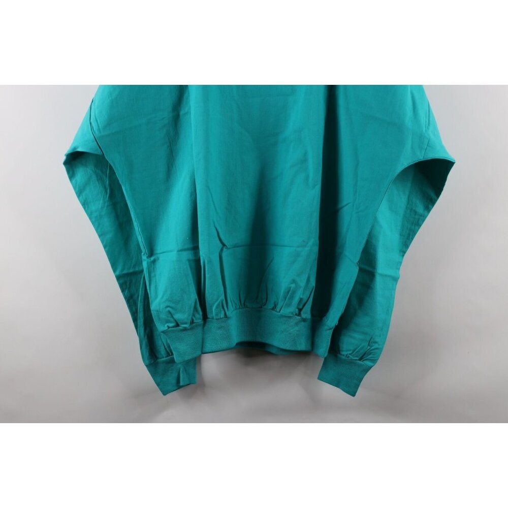 Deadstock Vtg 90s Streetwear Mens XL Blank Pullover Long Sleeve T-Shirt Teal USA - Picture 8 of 8